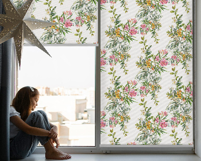 Fabric roller blind for window Flowers