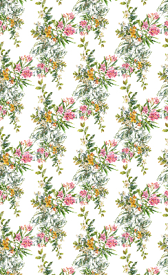 Fabric roller blind for window Flowers