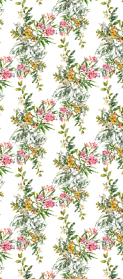 Fabric roller blind for window with a flowers pattern