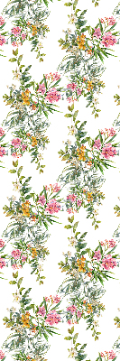 Fabric roller blind for window with a flowers pattern