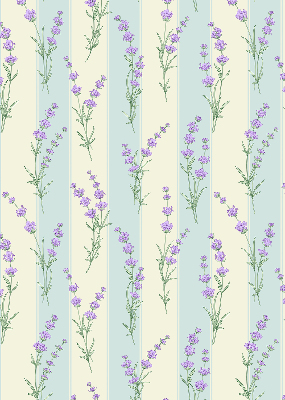 Blackout roller blind with purple flower pattern