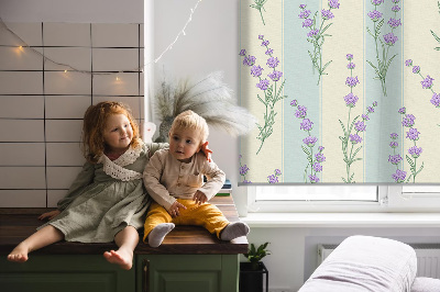 Blackout roller blind Purple flowers