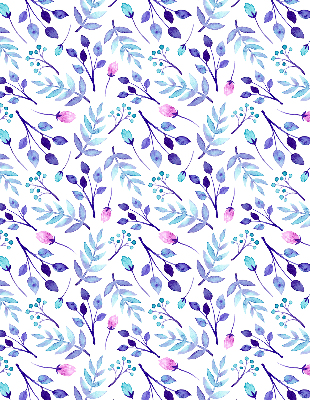 Blackout roller blind for window Blue flowers