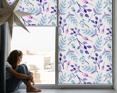 Blackout roller blind for window Blue flowers