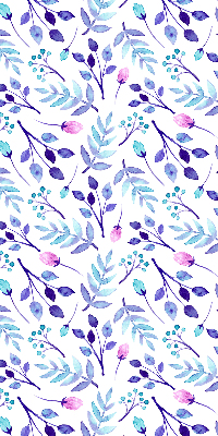 Blackout window roller blind with blue flowers pattern