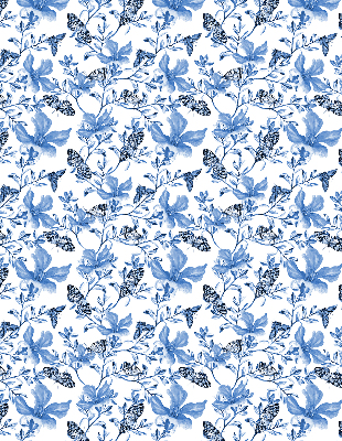 Fabric roller blind for window Blue butterflies