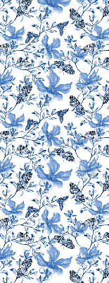Fabric roller blind for window Blue butterflies