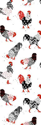 Blackout roller blind for window with roosters print