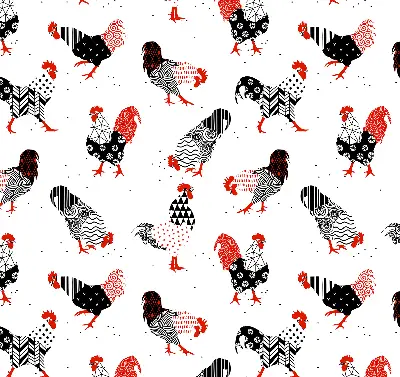 Blackout roller blind for window with roosters print