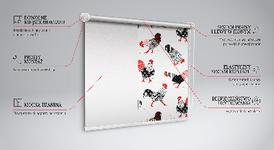 Blackout roller blind for window Roosters
