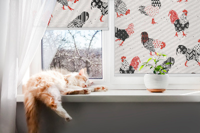 Blackout roller blind for window Roosters