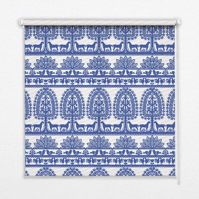 Fabric roller blind for window Blue pattern