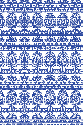 Fabric roller blind for window Blue pattern