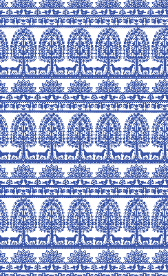 Fabric roller blind for window Blue pattern