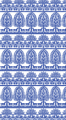 Fabric roller blind for window Blue pattern