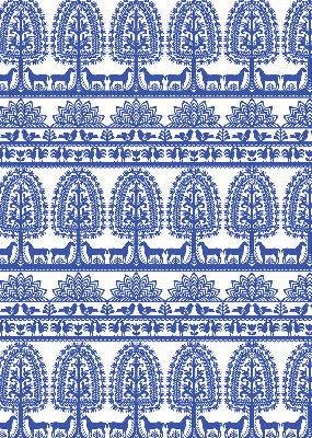 Fabric roller blind for window Blue pattern