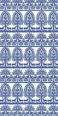Fabric roller blind for window Blue pattern