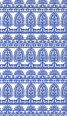 Fabric roller blind for window Blue pattern