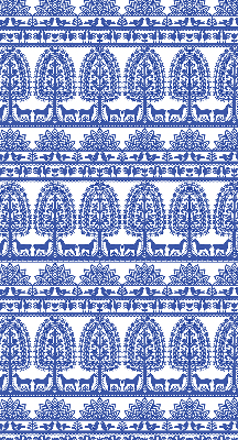 Fabric roller blind for window Blue pattern