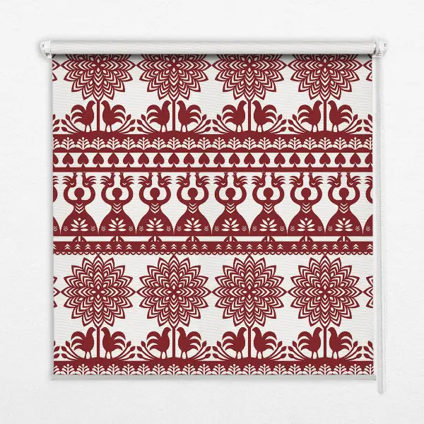 Blackout window roller blind brown patterned