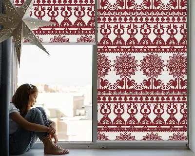 Blackout window roller blind brown patterned