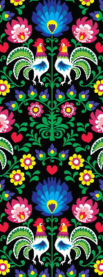 Fabric roller blind for window Colorful roosters