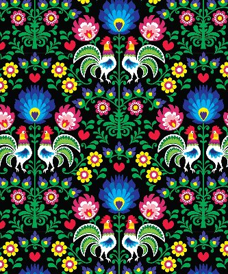 Fabric roller blind for window Colorful roosters