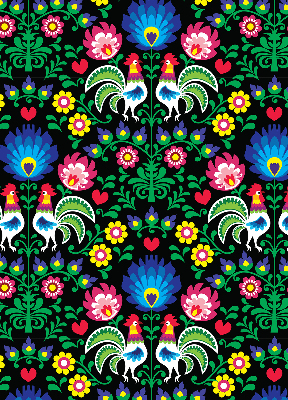 Fabric roller blind for window Colorful roosters