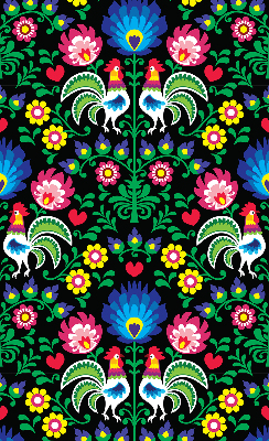Fabric roller blind for window Colorful roosters