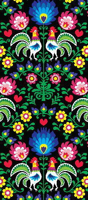 Fabric roller blind for window Colorful roosters