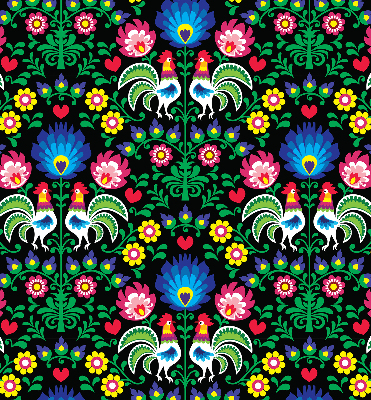 Fabric roller blind for window Colorful roosters