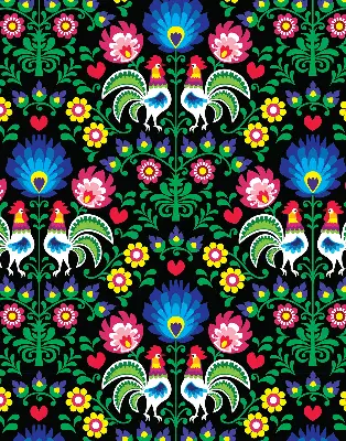 Fabric roller blind for window colorful roosters pattern