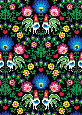 Fabric roller blind for window colorful roosters pattern