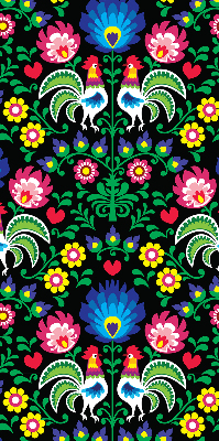 Fabric roller blind for window Colorful roosters