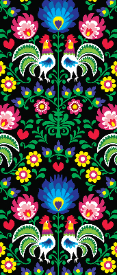 Fabric roller blind for window Colorful roosters