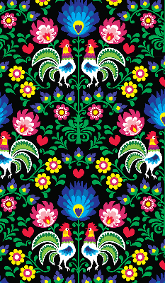 Fabric roller blind for window Colorful roosters