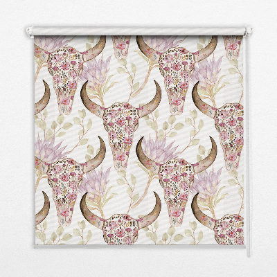 Blackout roller blind Colorful buffalo heads