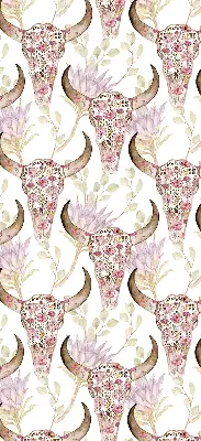 Blackout roller blind colorful buffalo heads pattern