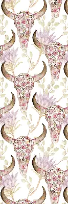 Blackout roller blind colorful buffalo heads pattern