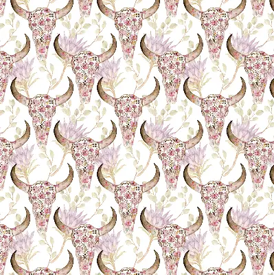 Blackout roller blind colorful buffalo heads pattern