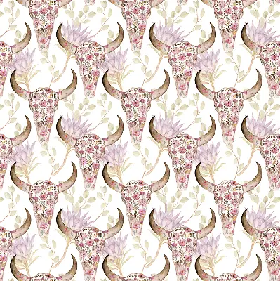 Blackout roller blind colorful buffalo heads pattern