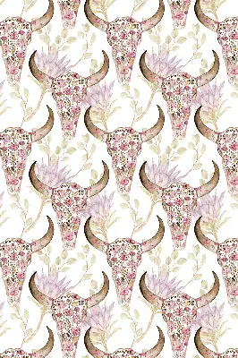 Blackout roller blind colorful buffalo heads pattern