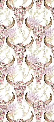 Blackout roller blind colorful buffalo heads pattern