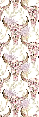 Blackout roller blind colorful buffalo heads pattern