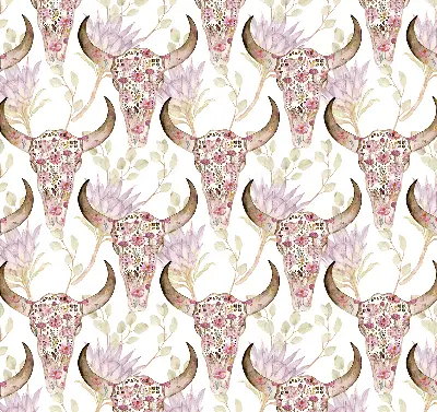 Blackout roller blind colorful buffalo heads pattern