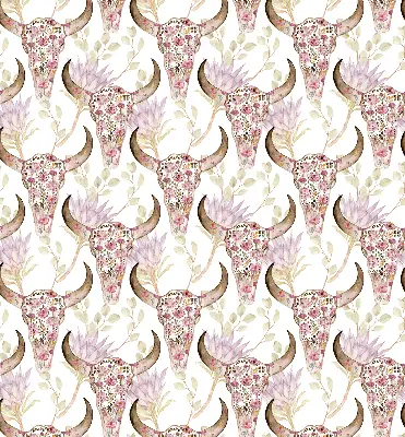 Blackout roller blind colorful buffalo heads pattern