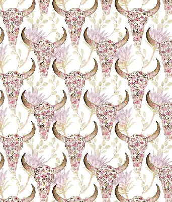 Blackout roller blind colorful buffalo heads pattern
