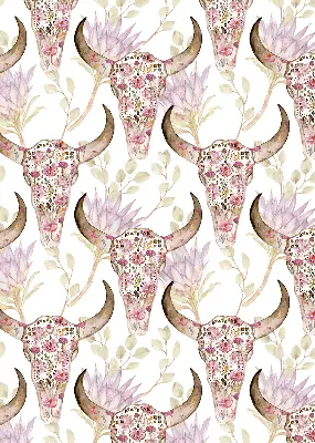 Blackout roller blind colorful buffalo heads pattern