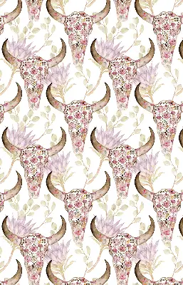 Blackout roller blind colorful buffalo heads pattern