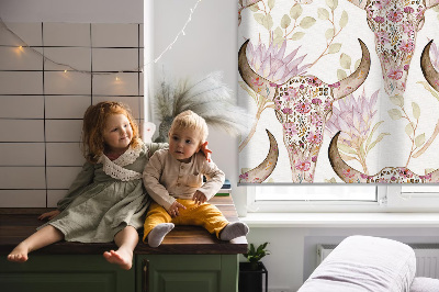 Blackout roller blind Colorful buffalo heads